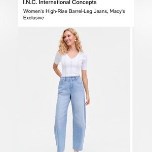 INC International Concepts Pale Blue High-Rise Straight Leg Jeans